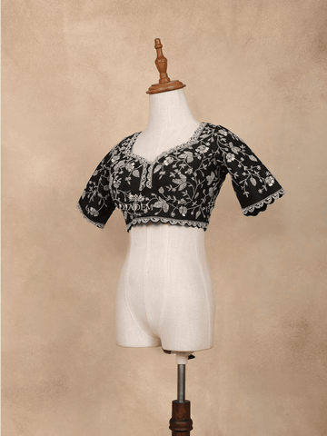 Light Grey Organza Saree with Stripes on the body and Paired with Designer Blouse - Diadem