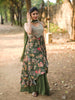 Bottle Green Floral Zari Embroidered Design Georgette Palazzo Suit with Dupatta