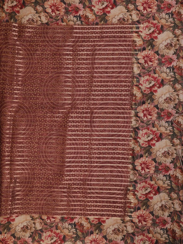 Onion Pink Semi Tussar Silk Floral Prints Saree - Diadem
