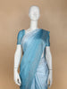 Blue Solid Satin Fancy Saree with Designed Border