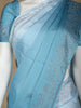 Blue Solid Satin Fancy Saree with Designed Border