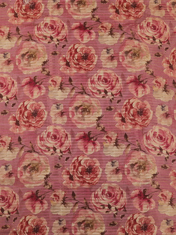 Onion Pink Semi Tussar Silk Floral Prints Saree - Diadem