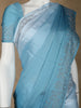 Blue Solid Satin Fancy Saree with Designed Border
