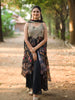 Midnight Black Floral Zari Embroidered Design Georgette Palazzo Suit with Dupatta