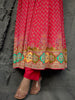 Queen Pink Floral Printed Synthetic Salwar Suit