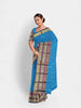 Blue Kanchi Cotton Saree with Thread Butta on the Body and Contrast Zari Border