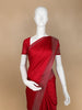 Red Solid Satin Fancy Saree with Designed Border