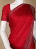 Red Solid Satin Fancy Saree with Designed Border