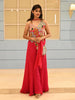 Dark Pink Heavy Floral Beads Embroidered Design Chiffon Palazzo Suit