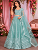 Teal Green Sequins and Beads Embroidered Design Net Lehenga With Net Dupatta