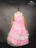 White with Pink Satin Layered Gown attached with 3D Flower - Diadem