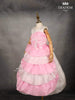 White with Pink Satin Layered Gown attached with 3D Flower - Diadem