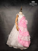 White with Pink Satin Layered Gown attached with 3D Flower - Diadem