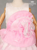 White with Pink Satin Layered Gown attached with 3D Flower - Diadem