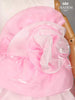 White with Pink Satin Layered Gown attached with 3D Flower - Diadem