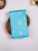 Sky Blue Pure Kanchipuram Bridal Silk Saree with Stripes and Peacock Motif on the body and Without Border