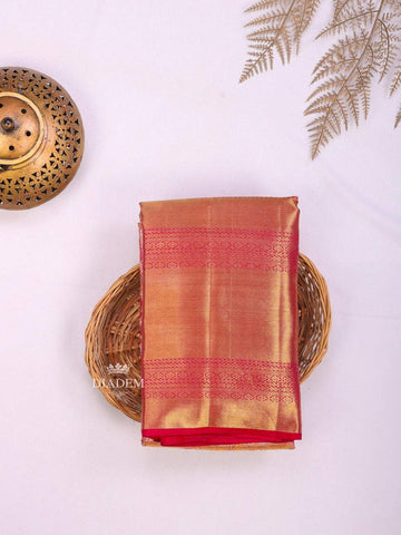 Pink Pure Kanchipuram Bridal Silk Saree with Floral Motif on the body and Contrast Zari Border - Diadem