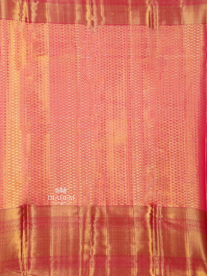 Pink Pure Kanchipuram Bridal Silk Saree with Floral Motif on the body and Contrast Zari Border - Diadem