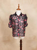 Maroon Half Sleeve Top with Floral Design - Diadem