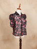 Maroon Half Sleeve Top with Floral Design - Diadem
