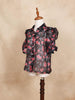 Maroon Half Sleeve Top with Floral Design - Diadem