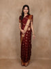 Burgundy Floral Butta Woven Kanchipuram Silk Saree With Zari Border