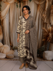 Soft Ivory Floral Printed Design Cotton Straight Cut Salwar Suit with Dupatta