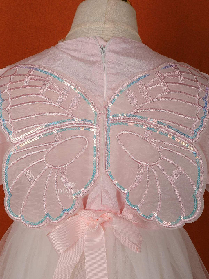 Light Pink Net Gown with Unicorn Design and attached Bow - Diadem
