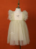 Olive Green Net Frock with Ruffle Sleeves and Attached Bow - Diadem