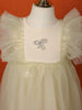 Olive Green Net Frock with Ruffle Sleeves and Attached Bow - Diadem