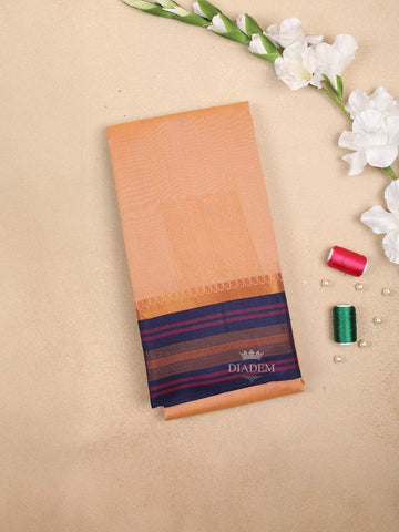 Orange Silk Cotton Saree with Floral Square Design on the Body with Contrast Border - Diadem