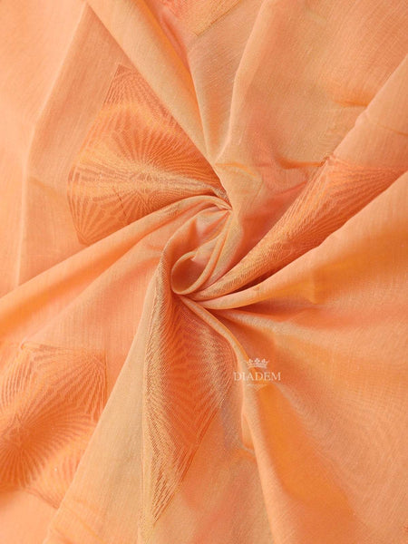 Orange Silk Cotton Saree with Floral Square Design on the Body with Contrast Border - Diadem