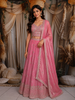 Soft Blush Pink Floral Sequins and Zari Embroidered Design Tissue Lehenga With Dupatta