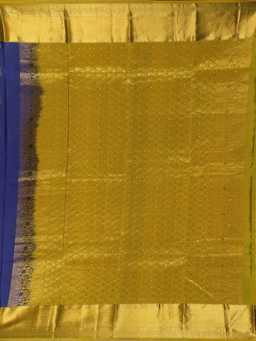 Blue Floral Woven Pure Kanchipuram Silk Saree - Diadem