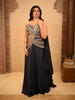 Midnight Navy Blue Heavy Sequin and Beads Embroidered Design Organza Ready To Wear Saree with Designer Blouse