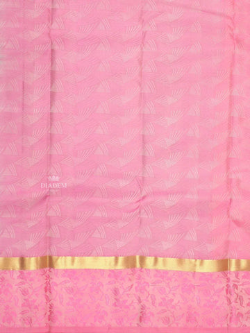 Grey Pure Kanchipuram Silk Saree with Leaf Design on the Body with Zari Border - Diadem
