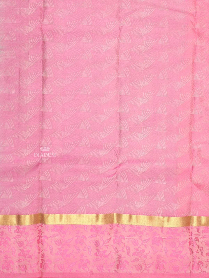 Grey Pure Kanchipuram Silk Saree with Leaf Design on the Body with Zari Border - Diadem