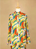 Yellow Salwar Suit Adorned with Multicolor Designs, with Collar and Full Sleeve