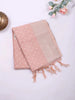 Light Peach Semi Tussar Silk Saree with Dot Design on the Body with Designed Border