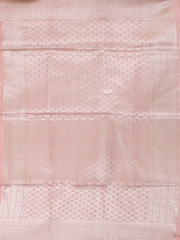 Light Peach Semi Tussar Silk Saree with Dot Design on the Body with Designed Border - Diadem