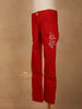 Red Cotton Blend Denim Pants for Girls - Diadem