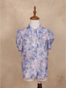 Multicolor Gradient Top with Big Notch Collar Overlap - Diadem