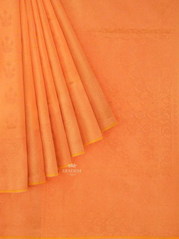 Peach Art Silk Saree with Floral Motif on the Body and Zari Border - Diadem