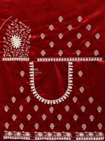 Maroon Semi Stitched Lehenga Adorned with Embroidery with Floral Design with Dupatta - Diadem