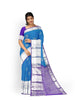 Blue Pure Kanchi Pattu Saree with Zari Butta on the Body and Contrast Zari Border