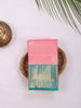 Light Pink Pure Kanchipuram Bridal Silk Saree with Floral Motif & Stripes - Diadem