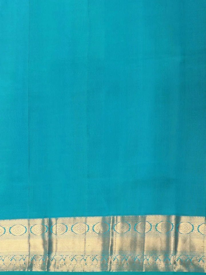 Light Pink Pure Kanchipuram Bridal Silk Saree with Floral Motif & Stripes - Diadem