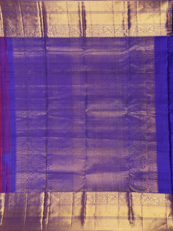 Purple Stripes Woven Pure Kanchipuram Silk Saree - Diadem