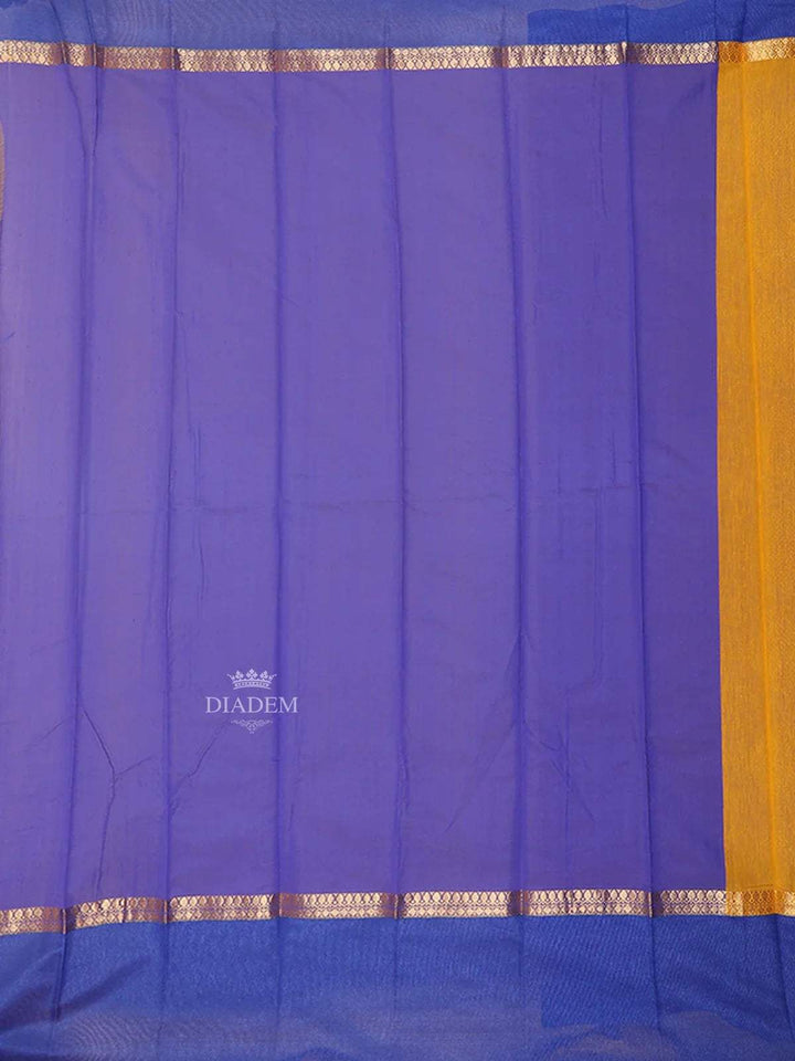 Yellow Silk Cotton Saree with Lotus Motifs on the Body with Contrast Border - Diadem