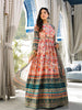 Ivory Crepe Anarkali Salwar Suit for Women with Floral Prints Paired with Dupatta and Waist Belt - Diadem